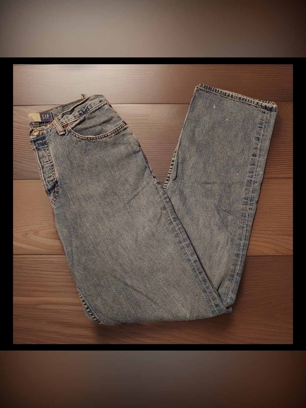 ViTG 100% Cotton Made In USA GAP loose fit light wash Straight Leg Jeans 8 Long